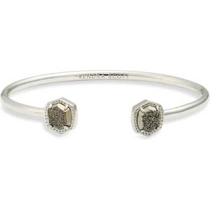 KENDRA SCOTT DAVIE SILVER PLATINUM DRUSY CUFF BRACELET